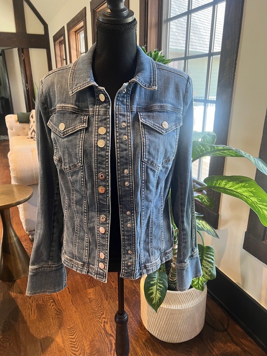 White House Black Market Jackets & Blazers - White House Black Market Distressed Blue Denim slightly fitted Jacket